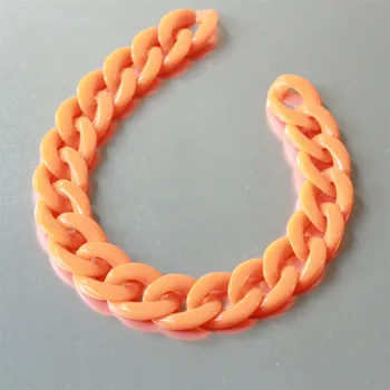 

80pcs Solid Orange Acrylic Curb Chain Links,Plastic Curb Chain Links, Open Link per Size 23mmx16mm