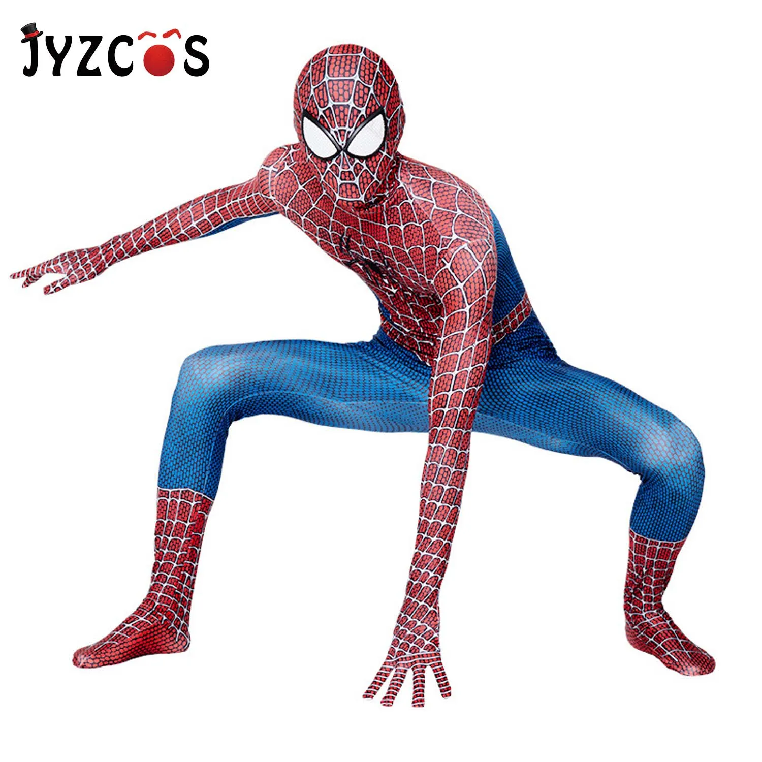 JYZCOS костюм Человека-паука с 3D принтом для детей и взрослых, лайкра, спандекс, классический костюм Человека-паука для Хэллоуина, маскарадный костюм