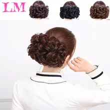 LM модный синтетический парик с эластичной пряжкой в носу удерживает упругую сетчатую булочку на месте и покрывает светильник булочку с гребенкой