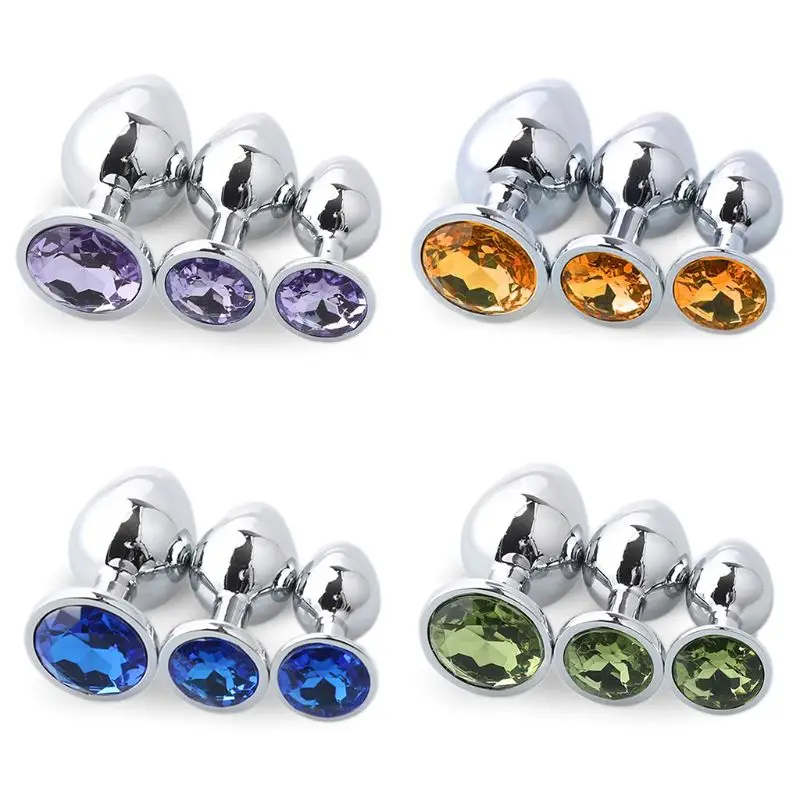 3pcs Metal Multi-size Anal Plug Massager Butt Stimulation Crystal Decoration Ended Anal Plug Adult Sex Toy fo Women Men 3pcs Metal Multi-size Anal Plug Massager Butt Stimulation Crystal Decoration Ended Anal Plug Adult Sex Toy fo Women Men