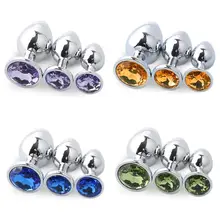 3pcs Metal Multi-size Anal Plug Massager Butt Stimulation Crystal Decoration Ended Anal Plug Adult Sex Toy fo Women Men