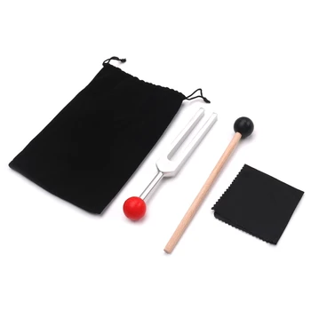 

528HZ Metal Tuning Fork Chakra Hammer Ball Diagnostic Cleaning Cloth Tool Kit for Sound Healing Therapy