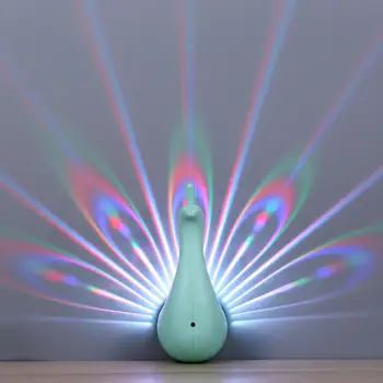 

LED Peacock Shape Projection Lamp USB Charging Night Light 7 Colors Wireless Control Projector Light Christmas Gift Drop Ship