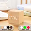 Sound Control Wooden Wood Square LED Alarm Clock Multicolor Desktop Bedside Table  USB/AAA Date Calendar Display ► Photo 2/6