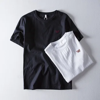 

ZHIJING 2020 Summer New Style Solid Color Embroidered linen T-shirt Young MEN Slim Fit O-Neck Short-sleeve Pullover Men tshirt