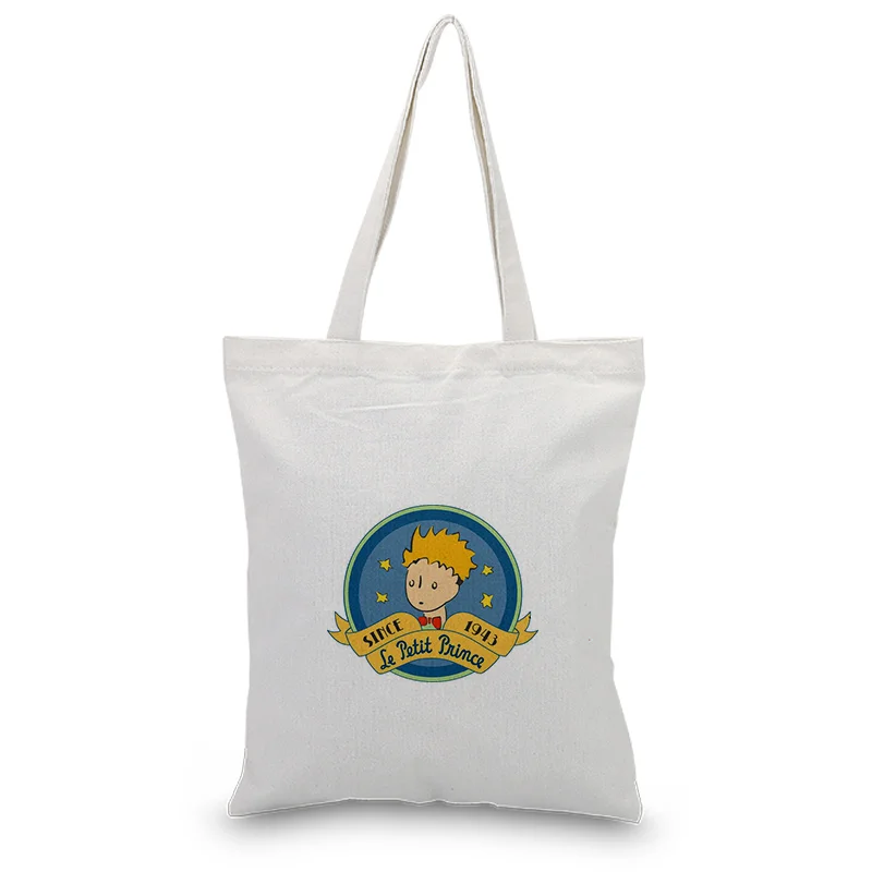 

Canvas Tote Bag Little Prince Serial Custom Print Logo Text Daily Use DIY Eco Ecologicas Reusable Shopping Bag Recycle Handbag