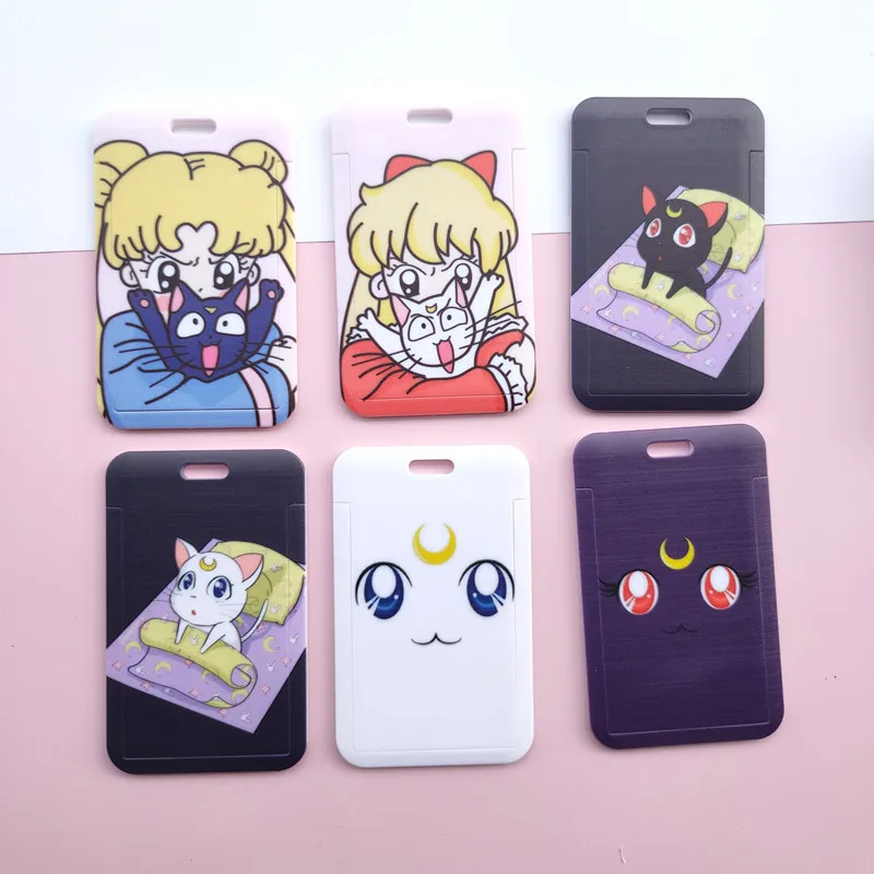Anime Kawaii Cartoon Moon Cat Lanyard Wristband Credit Card ID Holder Bus Pass Staff Name Tag Badge Holders for Girls Anime Kawaii Cartoon Moon Cat Lanyard Wristband Credit Card ID Holder Bus Pass Staff Name Tag Badge Holders for Girls