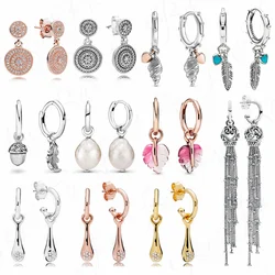 2021 New Women Jewelry 100% 925 Sterling Silver Earring Designer Personalized Fit Original Fine Rose gold Stud Earrings Jewellry