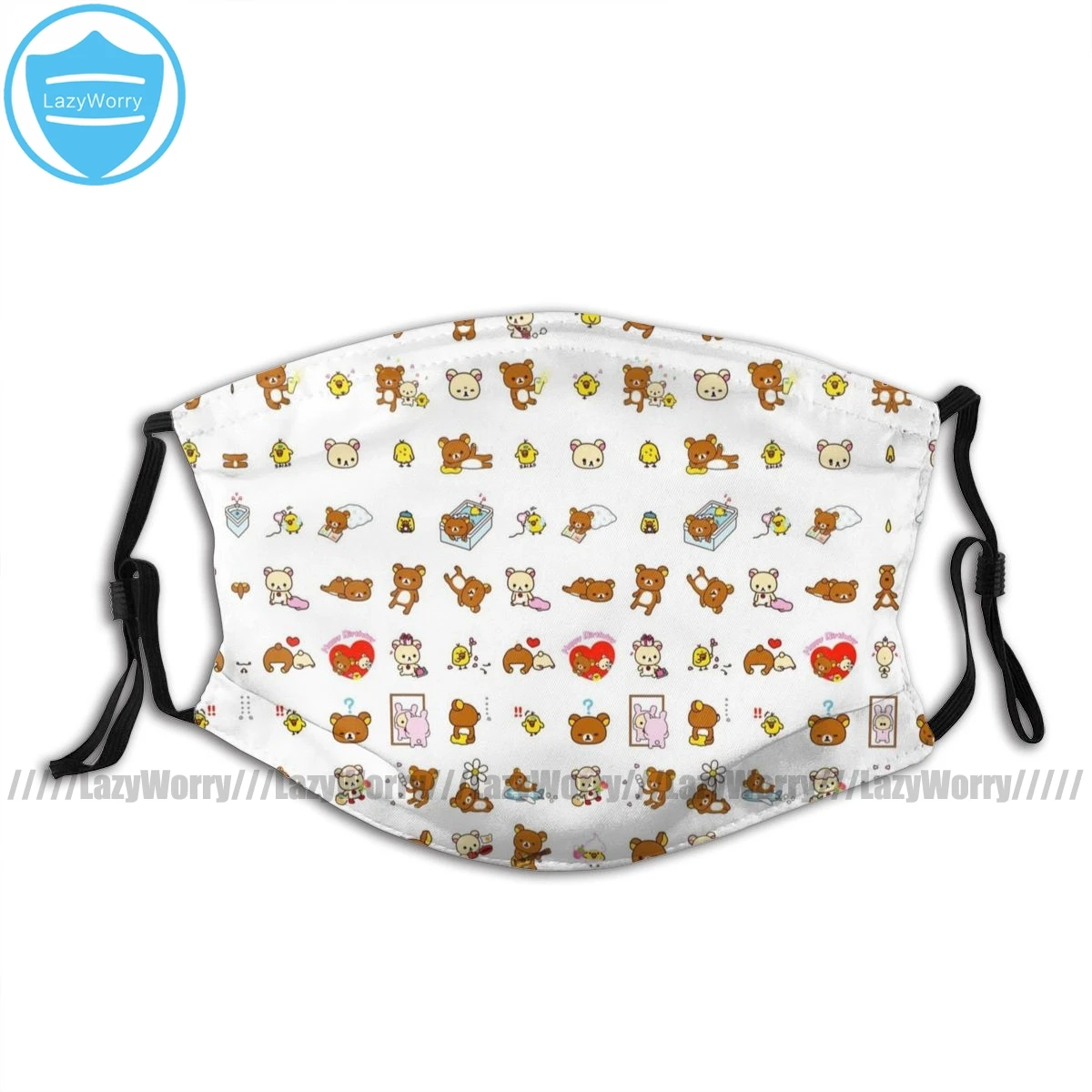 Rilakkuma Mouth Face Mask Collage Facial Beautiful Adult Polyester with 2 Filters | Аксессуары для одежды