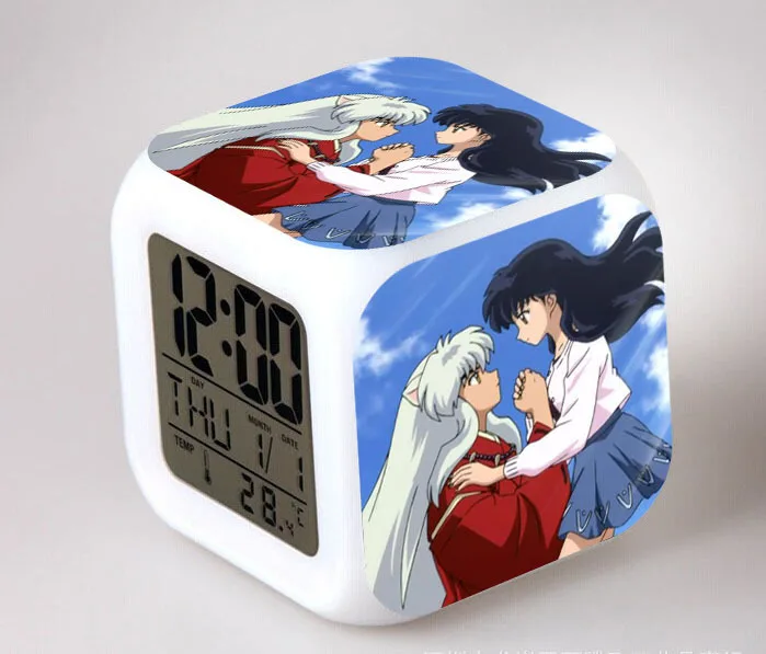 Поставка аниме-атрибутика продукта аниме будильник Inuyasha сопутствующие продукты цвет Красочные Изменение цвета творческие подарки будильник
