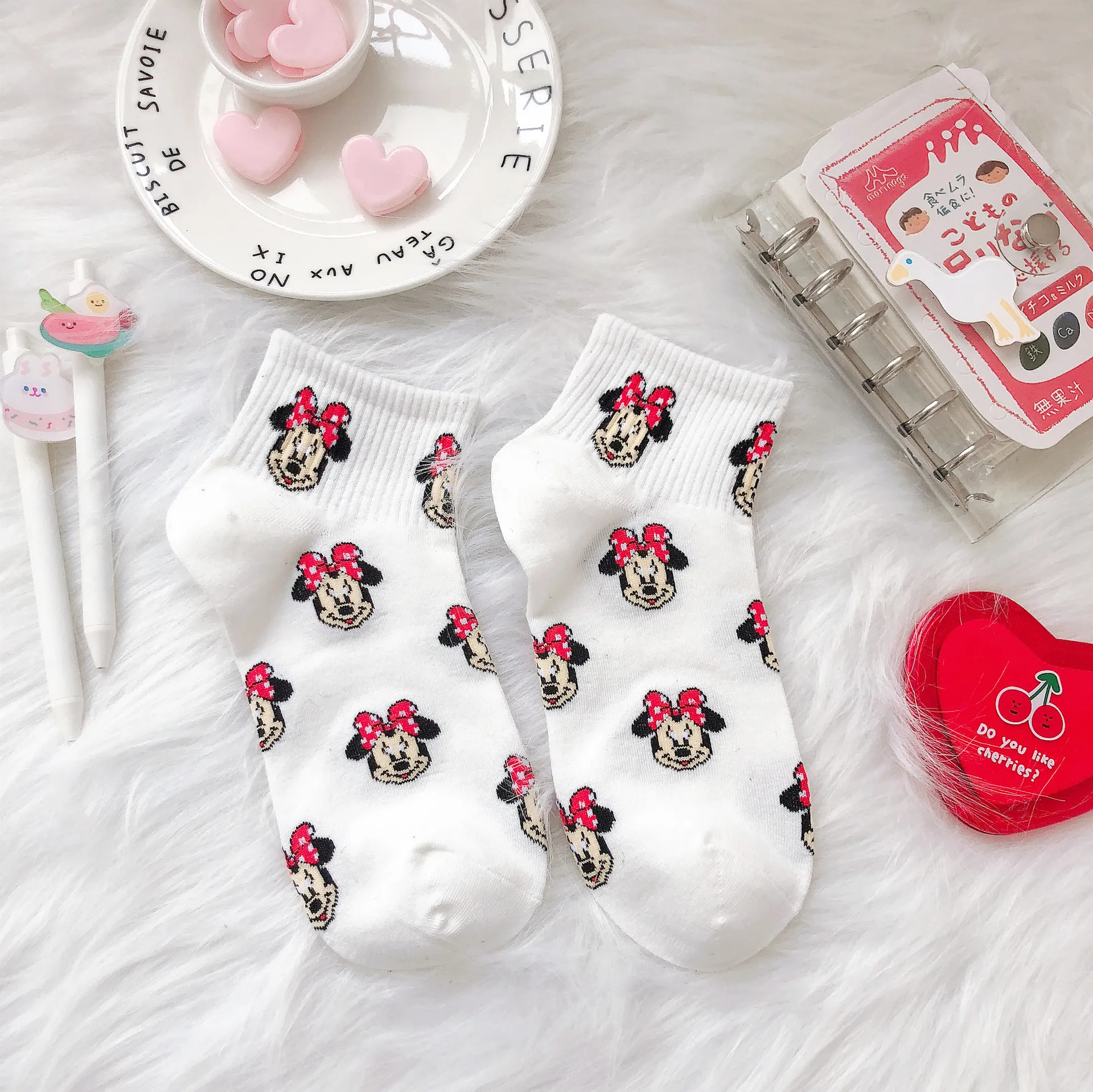 Disney Mickey Minnie Cartoon Women Girls Socks Japanese ladies Soft Breathable Sock Cotton Boat Short Christmas Socks for Women women socks
