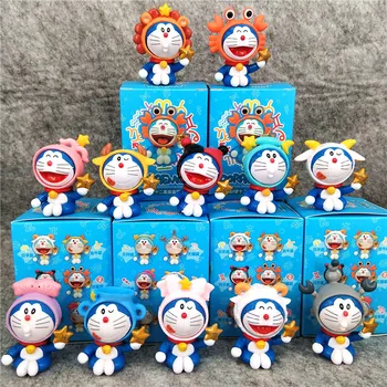 

2019 kawaii cartoon Doraemon Family Portrait mini robot cat PVC Action Figures Toy room car Decoration Props Kid Christmas Gifts