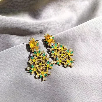 

925 silver needle delicate crystal flower earrings female exaggerated temperament in europe and america