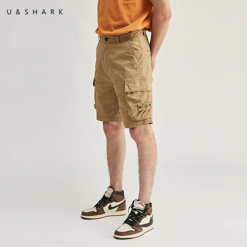 U\u0026SHARK Classic Khaki Cargo Shorts Men 