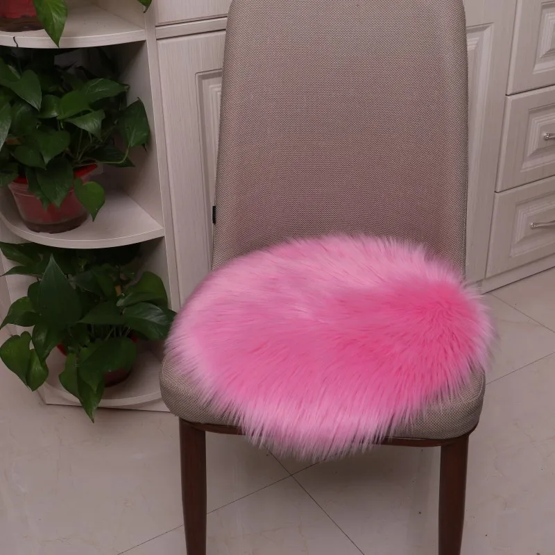 Pink Круглая подушка для сиденья для мягкий офисный стул, софа на открытом воздухе Мягкая Искусственная овчина ковер теплая шерсть ковер на пол колодки Подушка - Цвет: Pink