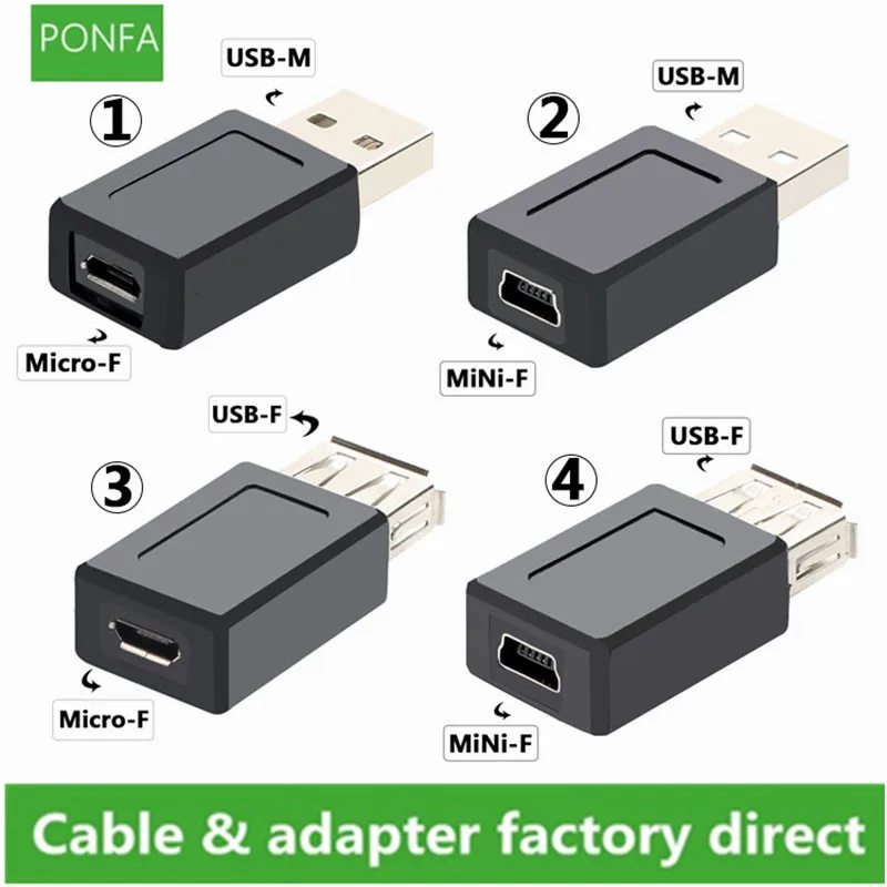 USB 2.0 Type A Male & Female to Micro USB & Mini 5Pin Female Adapter Plug Converter