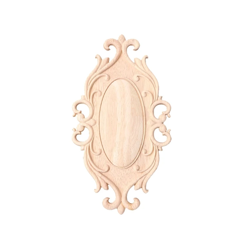 

2020 New 1Pc Wood Carved Applique Frame Onlay Unpainted Furniture Door Home Wall Decor