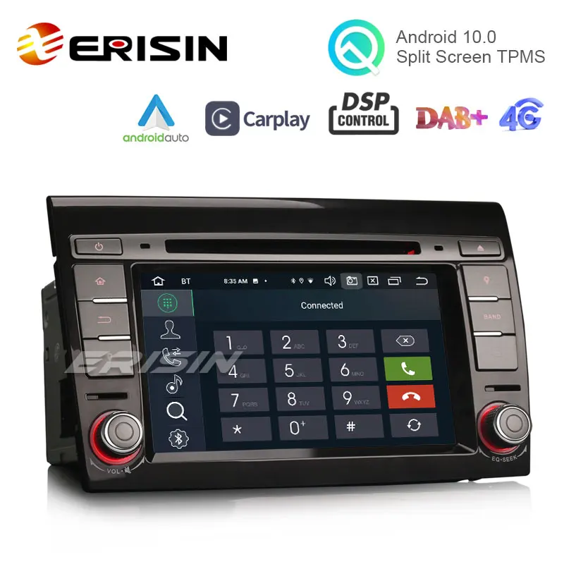 Erisin ES8171F 7 &quotAndroid 10 0 автомобильный DVD CarPlay &amp Auto GPS TPMS DAB + DSP DVR Canbus для FIAT BRAVO