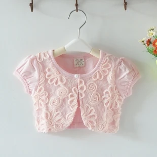 2019 Summer Girls Cardigan Sweater Pink Cotton Sweet Girls Shrug Sweater Outwear For Girls 2 3 4 5 6 7 8 Years RKC184005