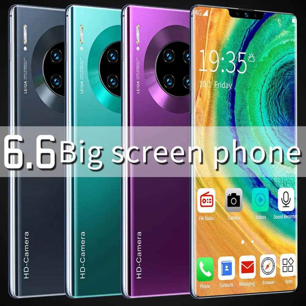 Разблокированный Android телефон Смартфон 6,7 дюймов мобильный телефон Две сим-карты камера 4G Сотовый мобильный смартфон отпечаток пальца разблокировка лица