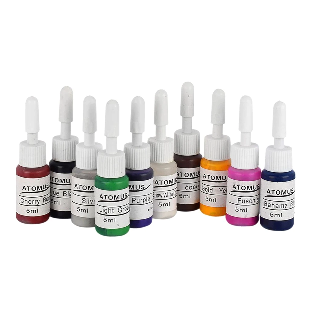 10 Color 0.18oz 5ml Premium Tattoo Ink Set Bottled Pigment Paint For Needles 10 Color 0.18oz 5ml Premium Tattoo Ink Set Bottled Pigment Paint For Needles