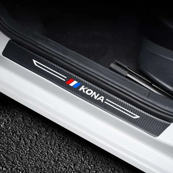 

For Hyundai kona 2018 2019 ev 4PCS Car Door Sill leather Sticker Protector Scratch resistant Protective Stickers Accessories