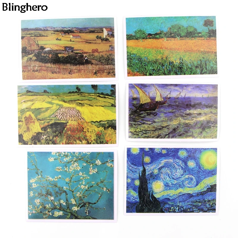 Blinghero Van Gogh Stickers 36Pcs/set Painting Stickers Stationery Stickers Laptop Luggage Stickers Decals For Colletion BH0303