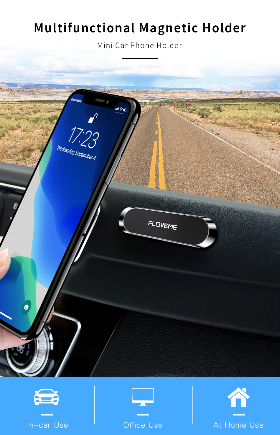 FLOVEME мини полоса форме магнитный держатель для телефона в машину для iPhone смартфон металлический магнитный Автомобильный держатель для телефона в машине настенный держатель для телефона