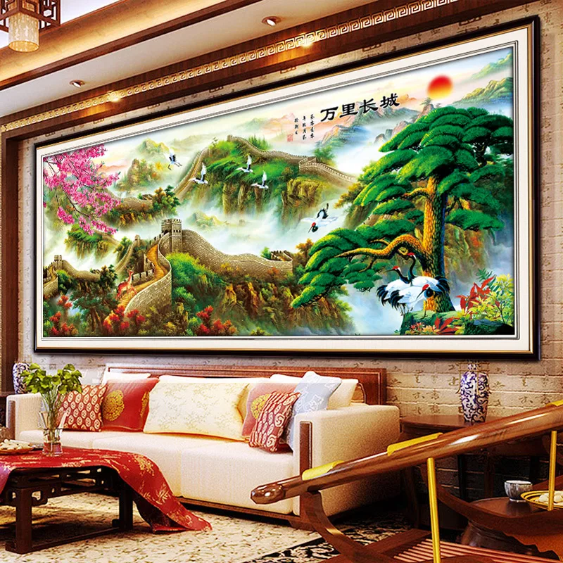 Billige Meian 5D Diamond Painting Full Drill Diamond Embroidery Great Wall Home Decoration DIY broderie diamant New 2019 Crafts AB Beads