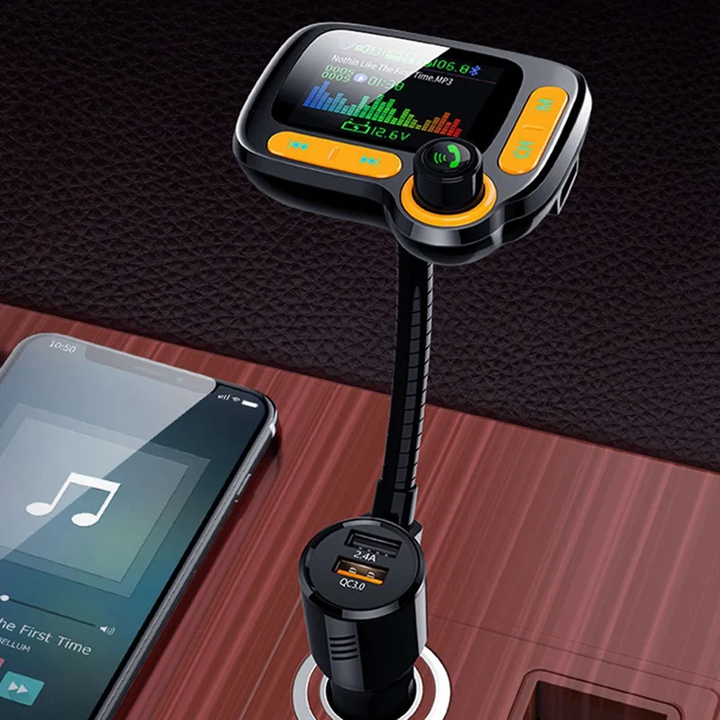 

Lcyonger Car Wireless Bluetooth FM Transmitter Color Screen With Dual USB QC3.0 Quick Charge Phone Handsfree MP3 Music Player