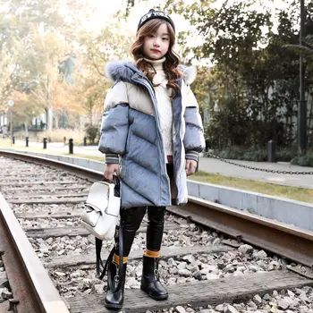 

2020 Winter Fashion Children Cotton Padded Jacket Girl Clothing Kids Clothes Warm Thick Parka Fur Collar Hooded Outerwear W581