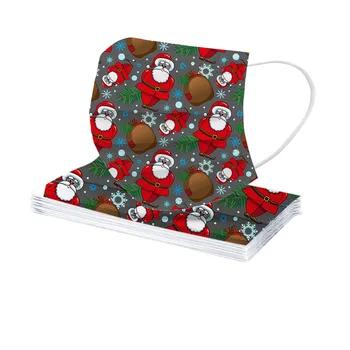 

Unisex 50pc Santa Claus Printed Masks Faceshield Masque Christmas Festive Party Masks For Adults 3-layer Protective Masks Masc