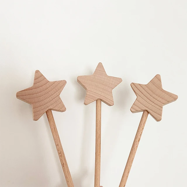 12pcs Wooden Star Fairy Stick Baby Nordic Wood Toys Beech Creative Room Decoration Kids Montessori Educational Toy for Children 3