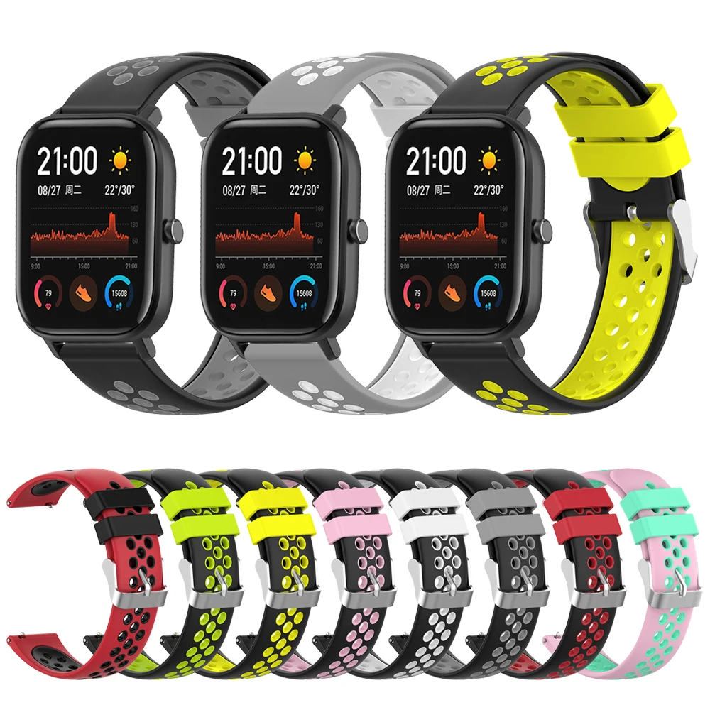 Силиконовый браслет на запястье для Xiaomi Huami Amazfit GTS GTR 42 мм 47 спортивный ремешок 3 BIP