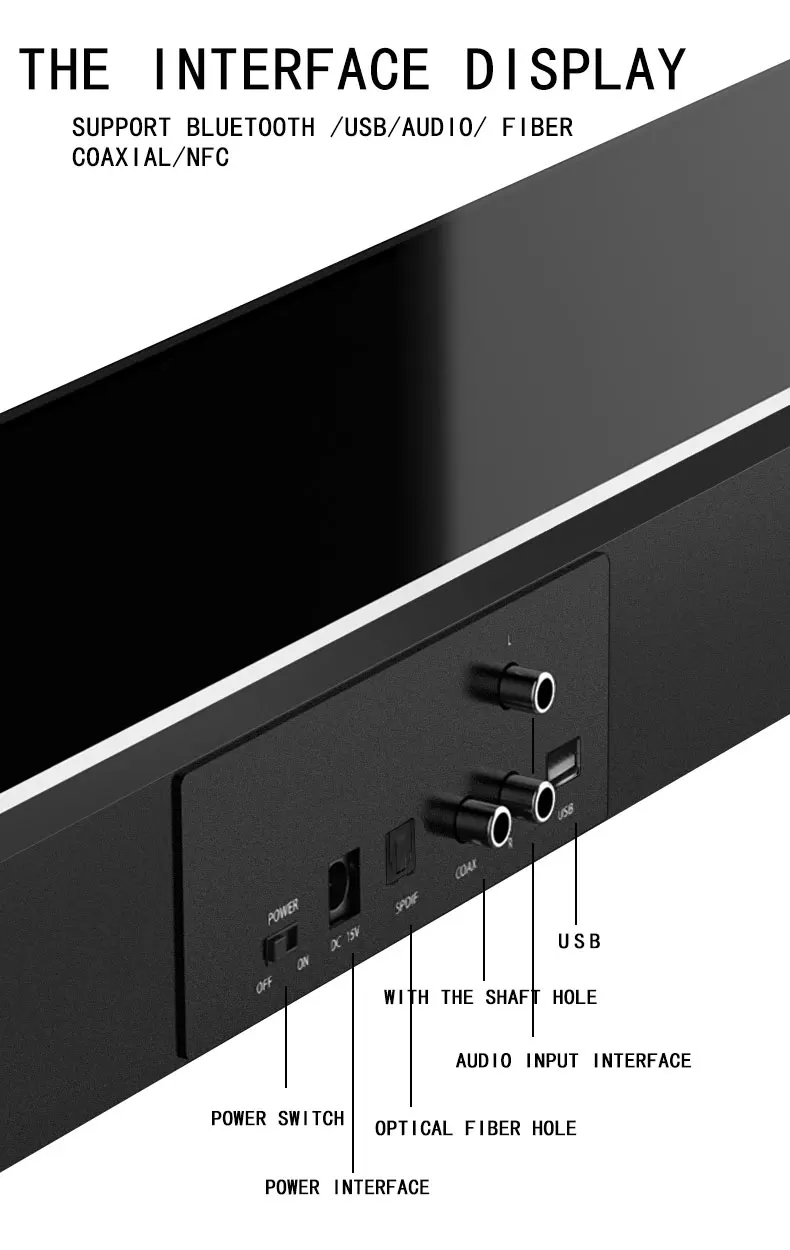 40 Вт беспроводной Bluetooth Саундбар стерео динамик домашний кинотеатр 3D объемный DSP ТВ звуковая панель объемный звук NFC/волокно/USB/RAC колонка