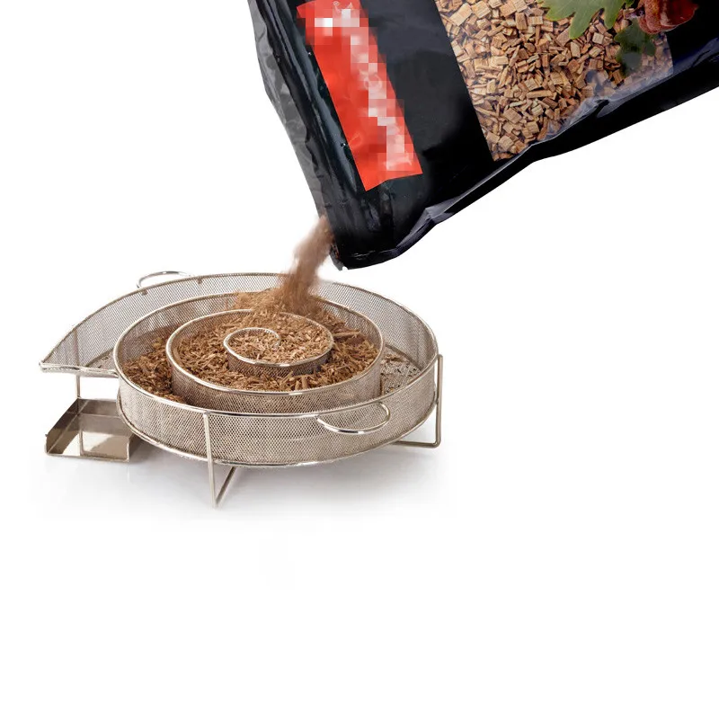BBQ Grill Accessories Steel Cold Smoke Generator Round Grill Smoker Box 8.07inch Apple Small Wood Chips Smoker Bacon Meat Fish