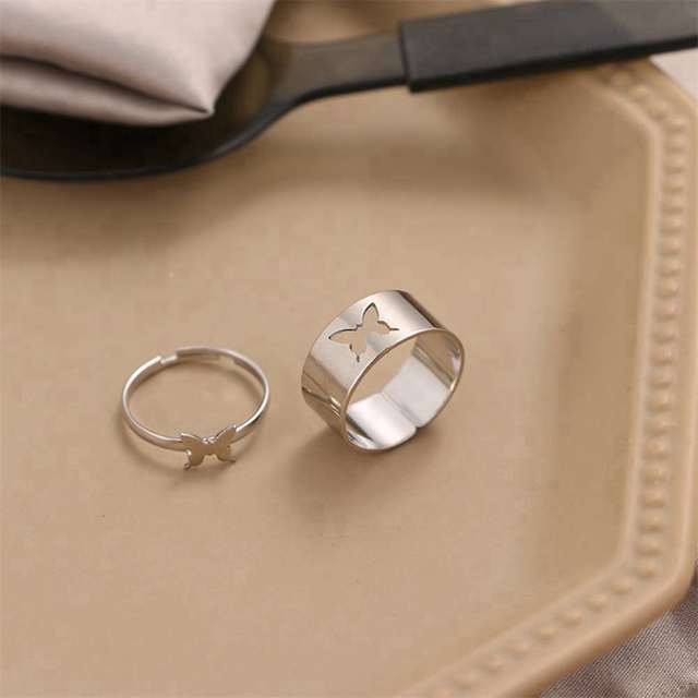 Silver Color Dinosaur Rings For Women Men Lover Couple Rings Set Friendship Engagement Wedding Open Rings 2021 Jewelry