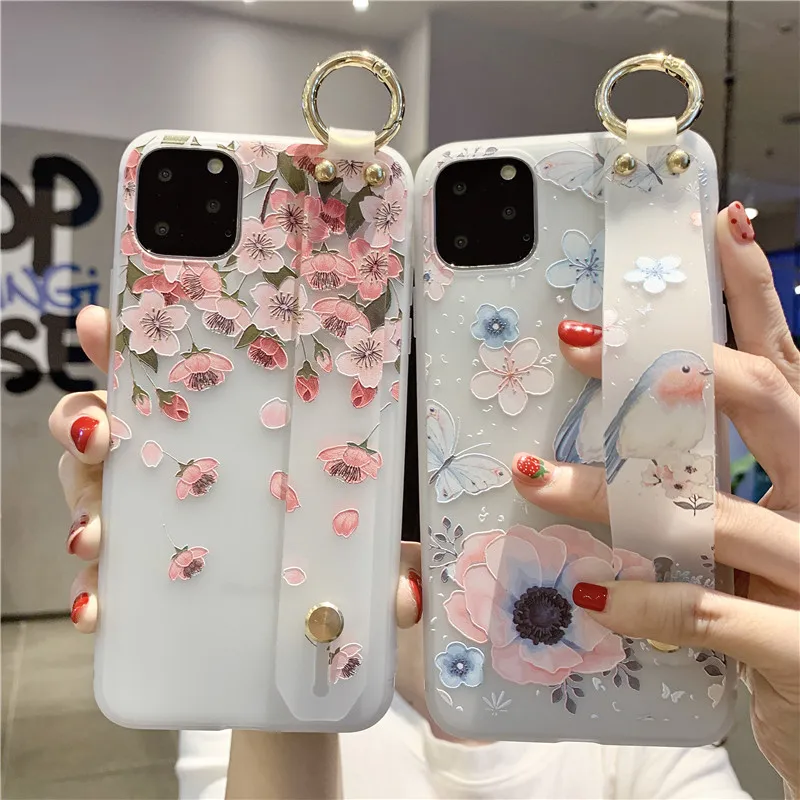 Чехол для iPhone 11 Pro Max мягкий ТПУ держатель телефона чехол 8 Plus 6 6s 7 X XR Xsmax с цветочным