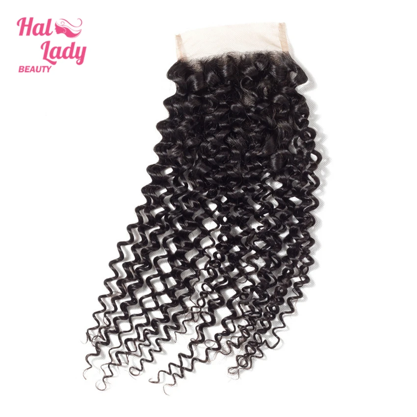 Jerry Curly Brazilian Human Hair Closure 4x4 PrePlucked Free Middle Part Lace Closure with Baby Hair Non-Remy