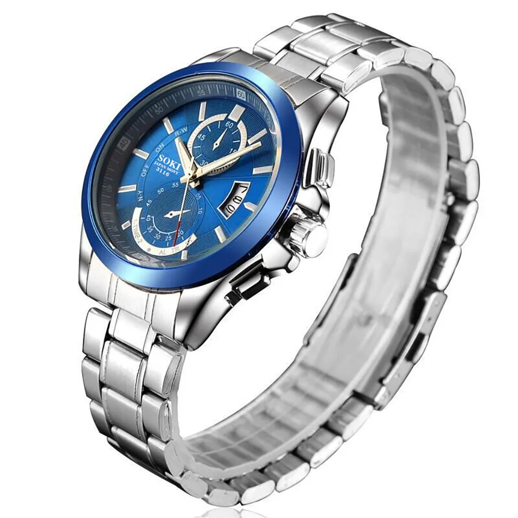 Роскошные мужские часы классические часы из нержавеющей стали серебряные часы для деловых мужчин наручные часы Современные часы горячая распродажа