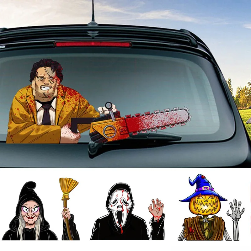 Horror Car Stickers Car Rear Windshield Decals Halloween Decoration Waving Wiper Stickers Car Styling Rear Window Wiper Stickers