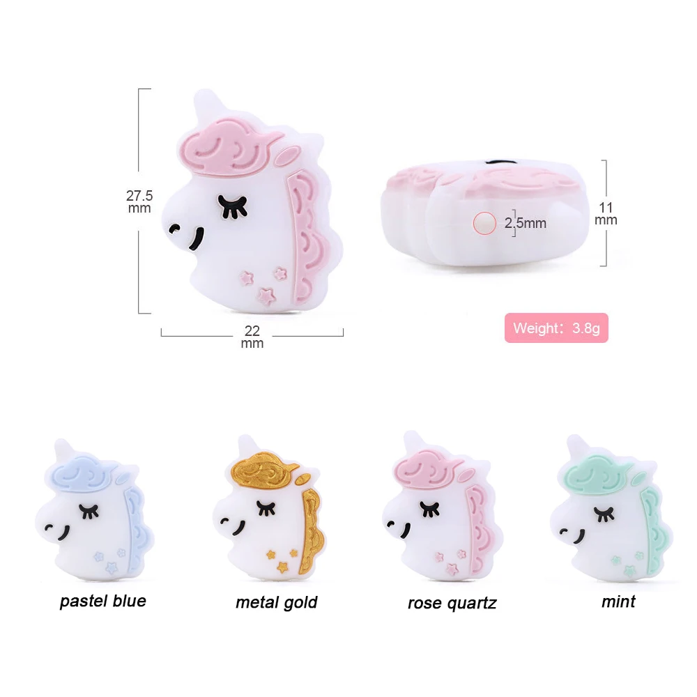 Unicorn 1 LOFCA, 3 шт., силиконовый Прорезыватель для зубов из бусин, детские игрушки для прорезывания зубов, Мультяшные BPA бесплатные жевательные игрушки для детского питания, пустышки, ожерелье, аксессуары - Цвет: Unicorn 1