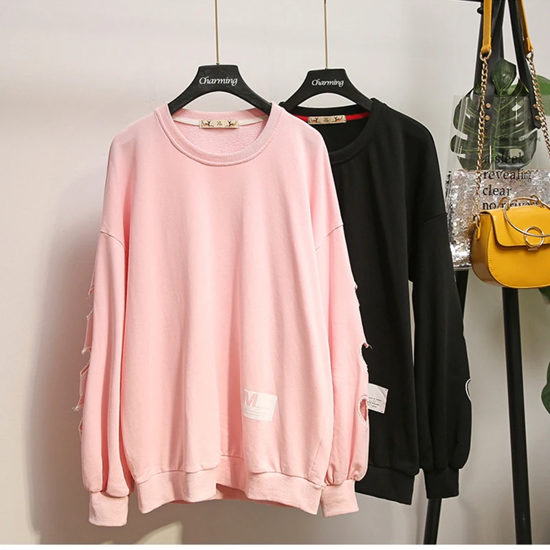 

4XL Plus Size Autumn Hollow Out Women Sweatshirt Winter Casual Long Sleeve Pullover Tracksuits Large Size Loose Sweatshirt Tops