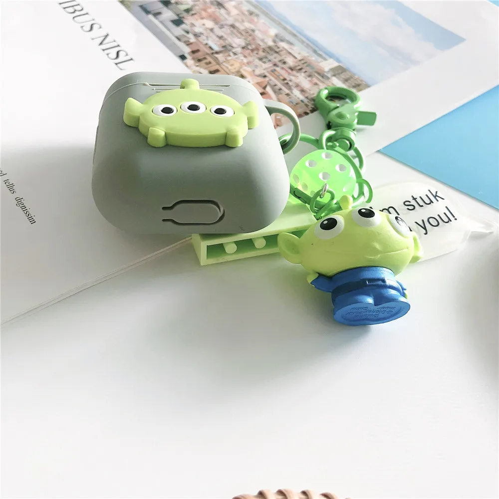 История игрушек Базз Лайтер Вуди лотсо клубничный медведь зеленый инопланетянин чехол для Apple Airpods 1 2 Силиконовый мультяшный чехол с брелоком