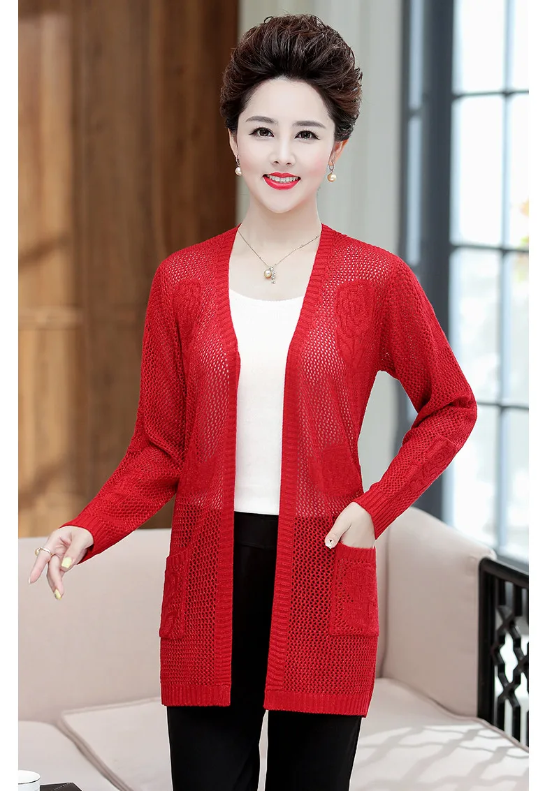 XJXKS Women long cardigan autumn new loose plus size comfortable wool knitted cardigan fashion hollow women sweater