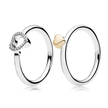 

S925 Silver Puzzle Heart-shaped Frame Ring Simple Fashion Chic Stacking Index Finger Ring Ring Couple Ring