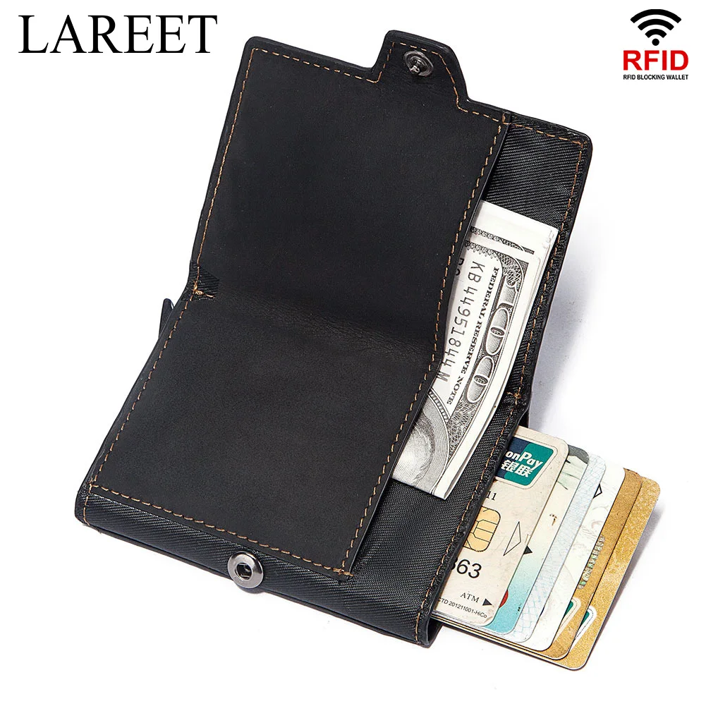 Name Laser Engraver Genuine Crazy Horse Leather Slim Thin Smart Wallet Minimalist Gift Rfid Card Holder Men | Багаж и сумки