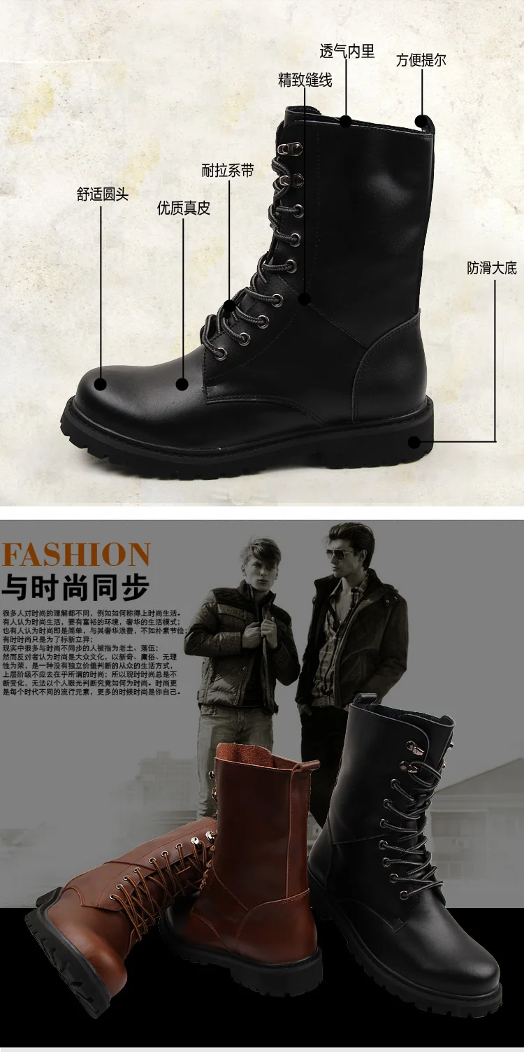 Новинка; мужские кожаные ботинки; повседневные ботильоны; защитная обувь; Рабочая обувь на шнуровке