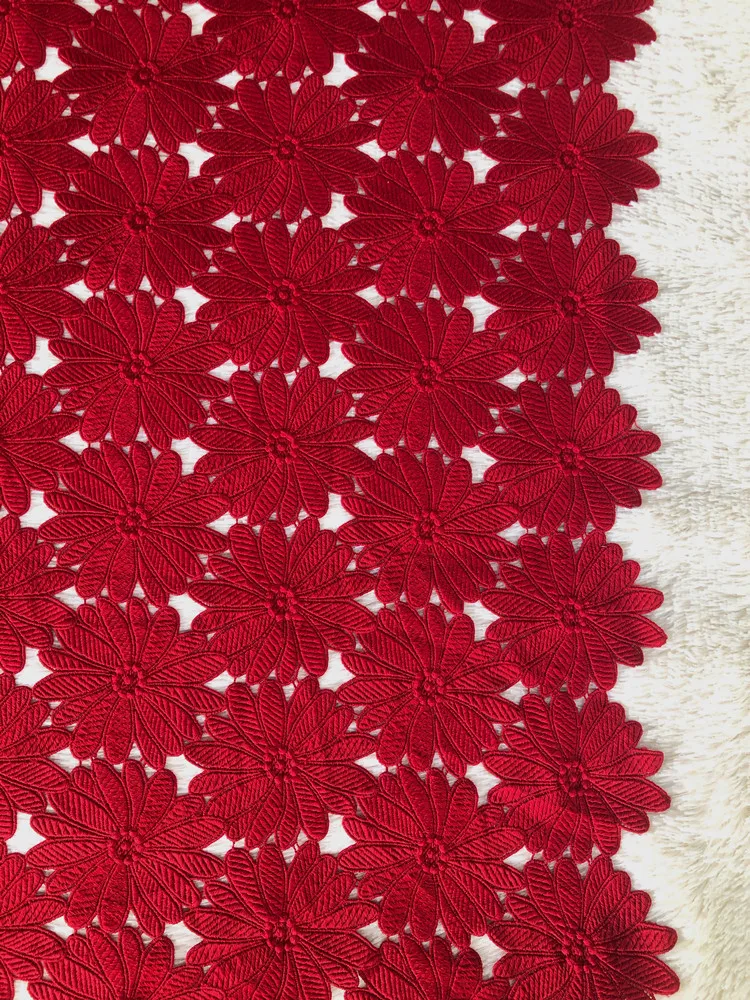 Neuer Stil Roter Afrikanischer Stoff Luxus 2026 Hochwertige Spitze Wasserlösliche Bestickte Modische Weiche Spitzenstoffe 5 Yards – Detail 15