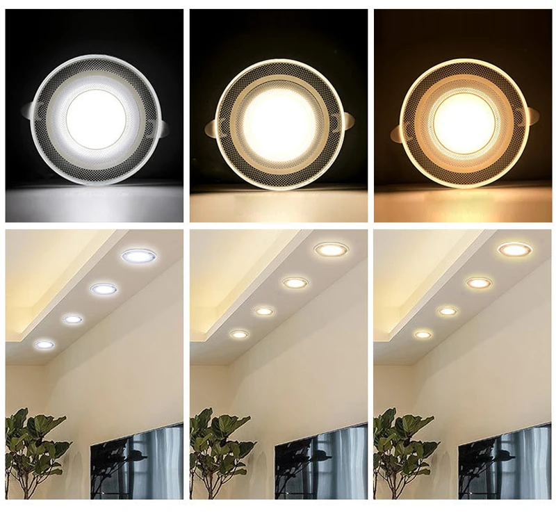 panel ceiling lights 3color LED Downlight 230V 5W 7W 9W 12W 15W Recessed LED Spot Lighting Bedroom Kitchen bathroom Indoor led down light lamp flat panel led lights